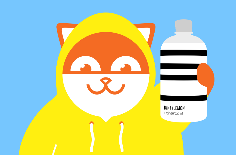 Poncho illustration featuring a Dirty Lemon beverage