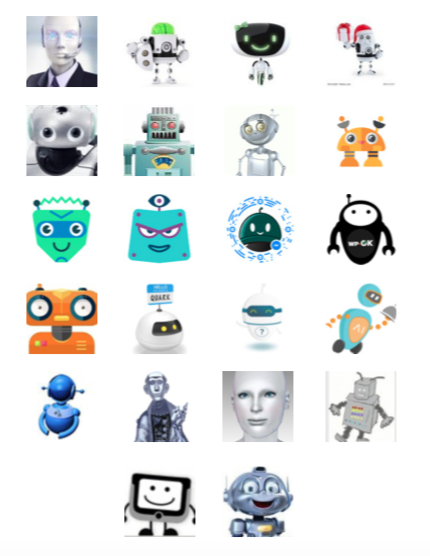 Selected robot avatars from the Chatbots.org data set
