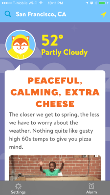 Poncho weather app interface